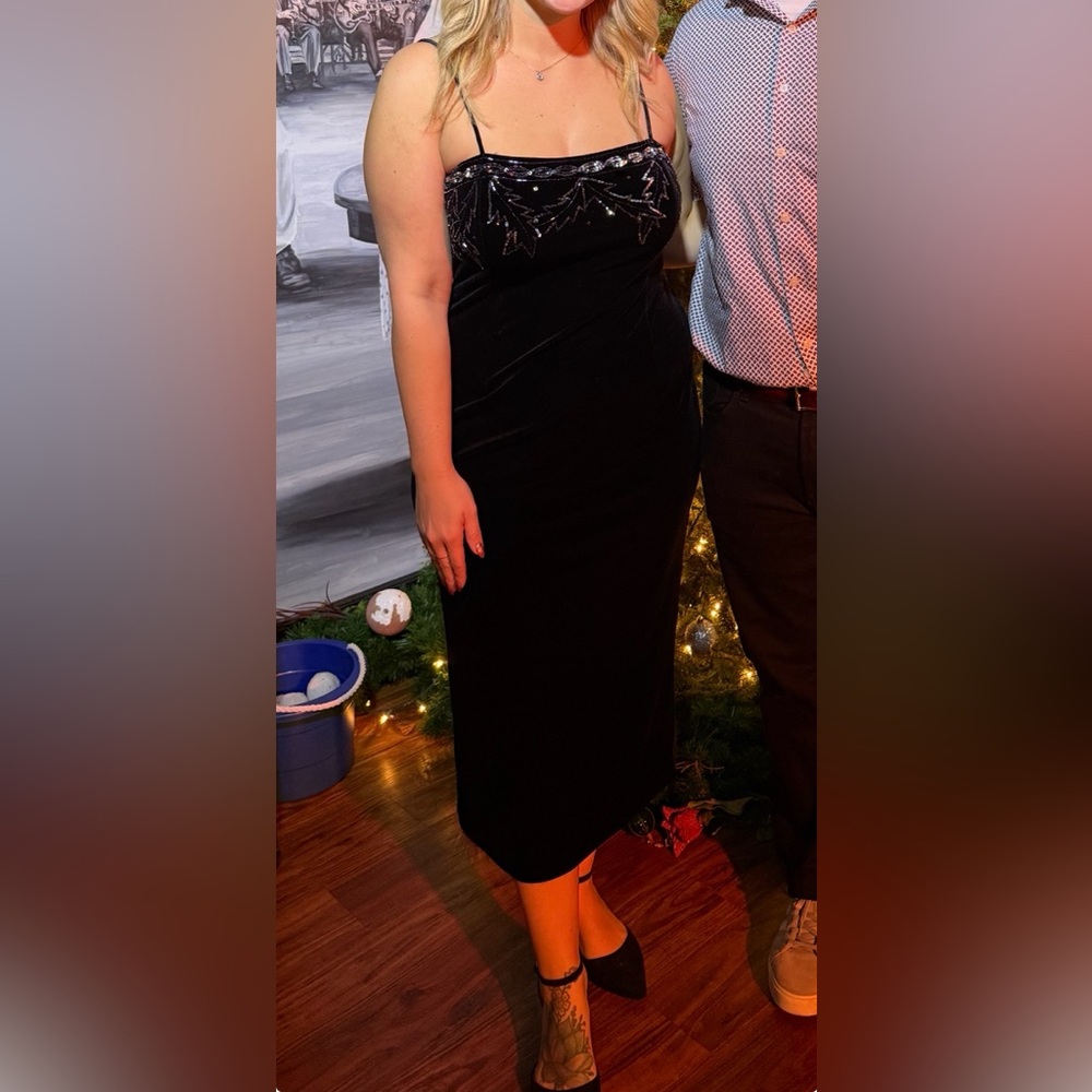 R&M Richards Y2K Velvet Sequin Black Dress